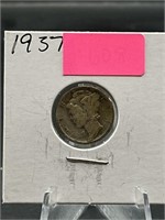 90% Silver 1937 Mercury Head Dime