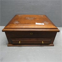 Solid Wood Engraved Jewelry Chest - 17"W