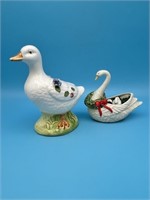 2 Duck And Swan Figurine And Planter