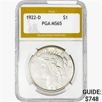 1922-D Silver Peace Dollar PGA MS65