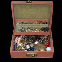 Junk Drawer Lot in Mid Century Jewelry Box