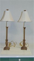 2 Tall Bronze Tone Lamps~31” High