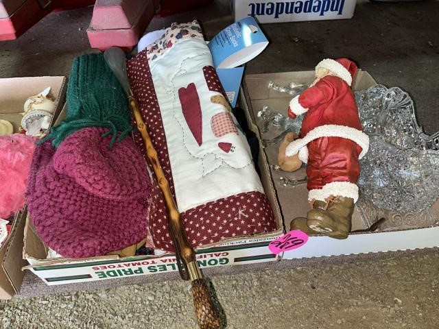 (2) Boxes w/ Santa and Decor