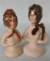 2 Antique German Half Dolls
