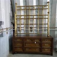 Brass Full Bed And 9 Drawer Dresser