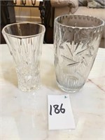 (2 ) Crystal Vases( 8"& 7" T)
