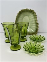 Green Glass, Hull Scalloped Bowl