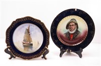 Limoges Sailboat Plate & Bavaria Sea Captain Plate