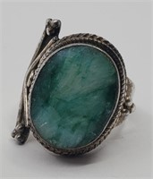 Vintage Sterling Silver Emerald Ring