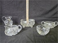 Vintage Lead Crystal Tri-Footed Bowl, Pitcher