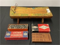 2 Cribbage Boards and Dominos
