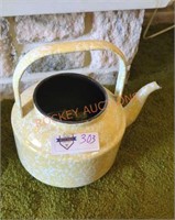 Yellow enamelware teapot