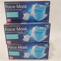 (3) Boxes of 3 Ply Disposable Face Masks
