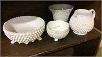 Milk glass, Lot of four, candy dish, serving