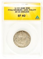 Coin 1727-IGW 20 Kreuzer Silver Coin-ANACS-EF40
