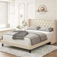 $340  Homfa Queen Size Platform Bed Frame  Beige