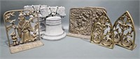 COLLECTION OF VARIOUS BRASS ANDIRON BOOKENDS