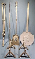 ANTIQUE BRASS FIREPLACE TOOL LOT