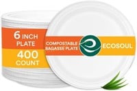 ECO SOUL Pearl White 6 400-Pack Paper Plates