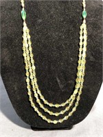 Green and lemon yellow beaded necklace 16 inch