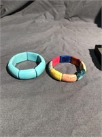 Two stone bracelets, One turquoise one mixed