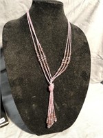 Necklace with cut crystals and beads three strands