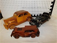 3 wooden cars