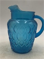 Vintage anchor hocking Madrid blue glass pitcher