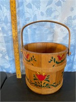 Vintage Painted Wooden Bucket