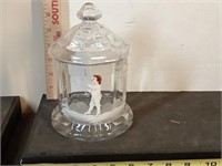 1880's Mary Gregory glass lidded candy dish