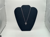 Sterling Black CZ Cross Pendant Necklace