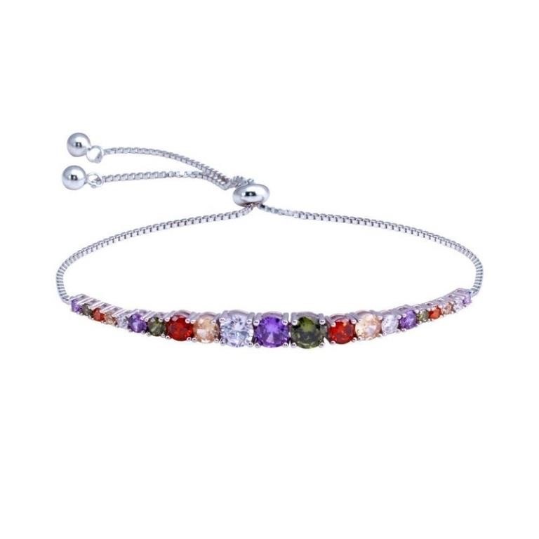 Sterling Silver Multicolor Crystal Bracelet