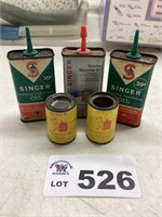 SINGER OIL CANS FULL - RADIATOR SEAL TINS