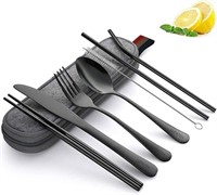 portable utensils set with case, includes knife,