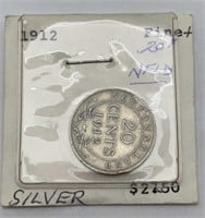 1912 Newfoundland 20 cents silver coin