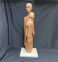 Erna Stenzler "The Lovers" Carved Wood Sculpture