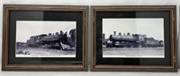 2 Antique Steam Engine Train Framed Photos