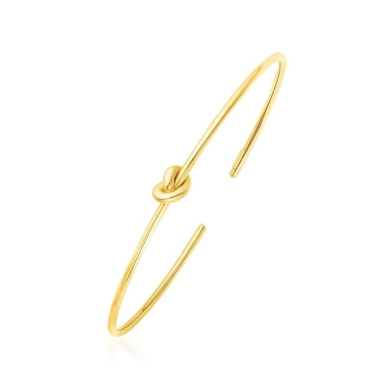 14k Gold Polished Knotted Cuff Bangle