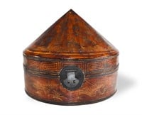 Chinese Gilt Leather Hat Box, Late Qing Dynasty
