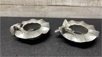 Pair Of Seagull Pewter Tea Light Holders