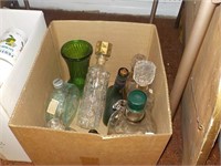 Vintage liquor bottles, vases