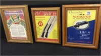 Lot of 3 Framed Adv. Gun  & Ammo Ads Including