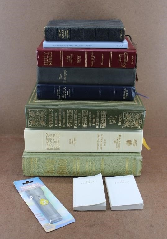 Collection of Bibles w/ Thin Reading Flashlight