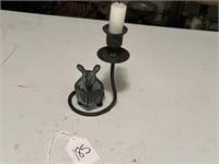 Vtg Bronze Verdigris Mouse Candlestick