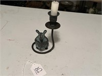 Vtg Bronze Verdigris Mouse Candlestick
