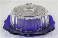 Cobalt Imperial Glass Kraft Cheese Dish