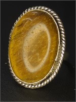 925 stamped tiger's eye ring size 8