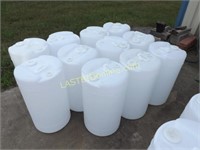 11 WHITE POLY 15 GALLON DRUMS / BARRELS WITH CAPS