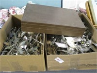 2 BXS FLATWARE AND BOX OF FLATWARE