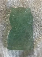 Carved Fluorite Gemstone Owl Figurine